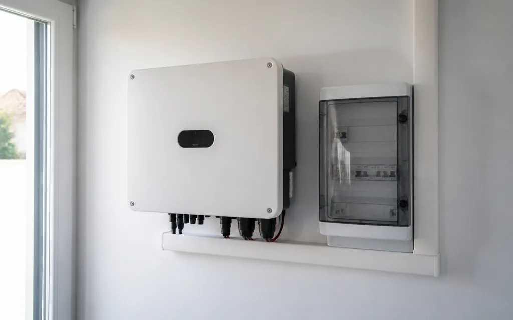 Onduleur photovoltaïque et compteur de production dans un tableau électrique de maison